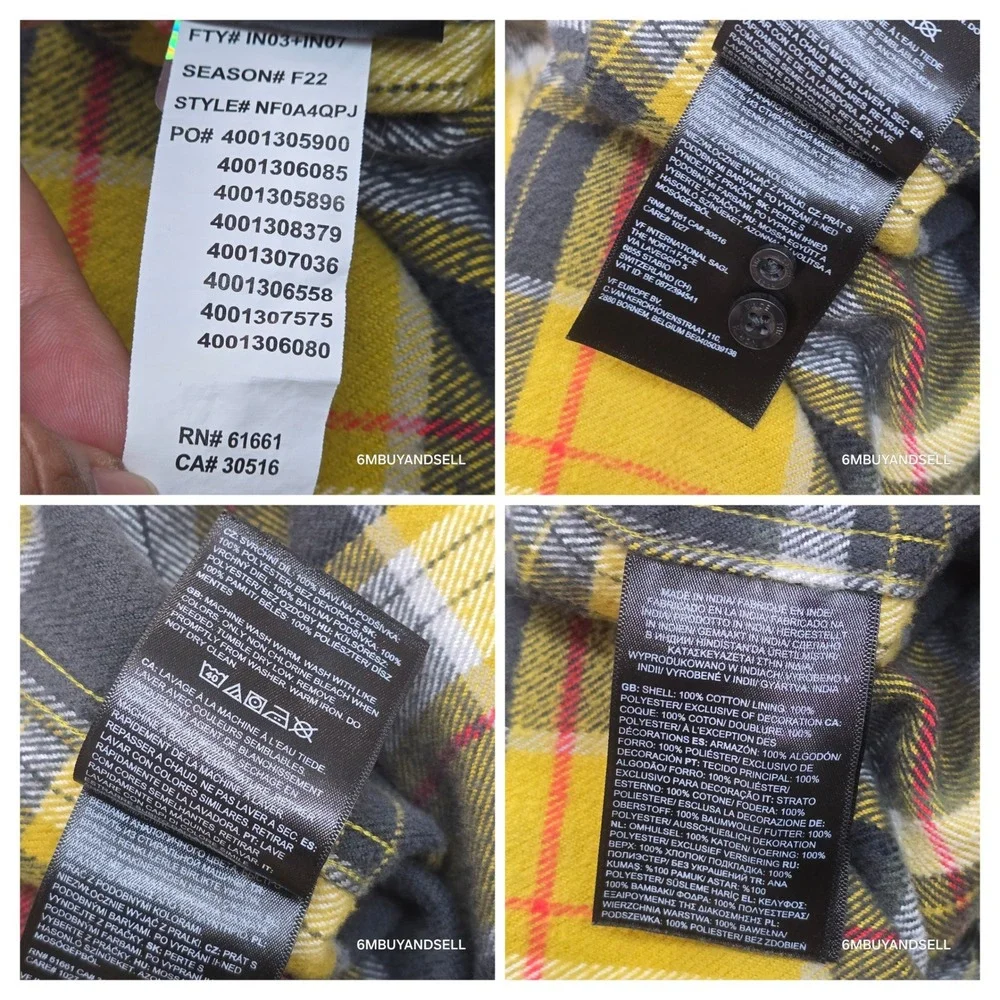 The‎ North Face Arroyo Flannel Shirt Mens Medium Yellow Plaid NF0A4QPJ F22